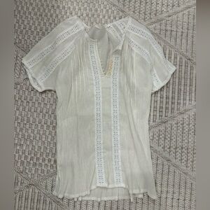 Elegant White Lace Trim Blouse